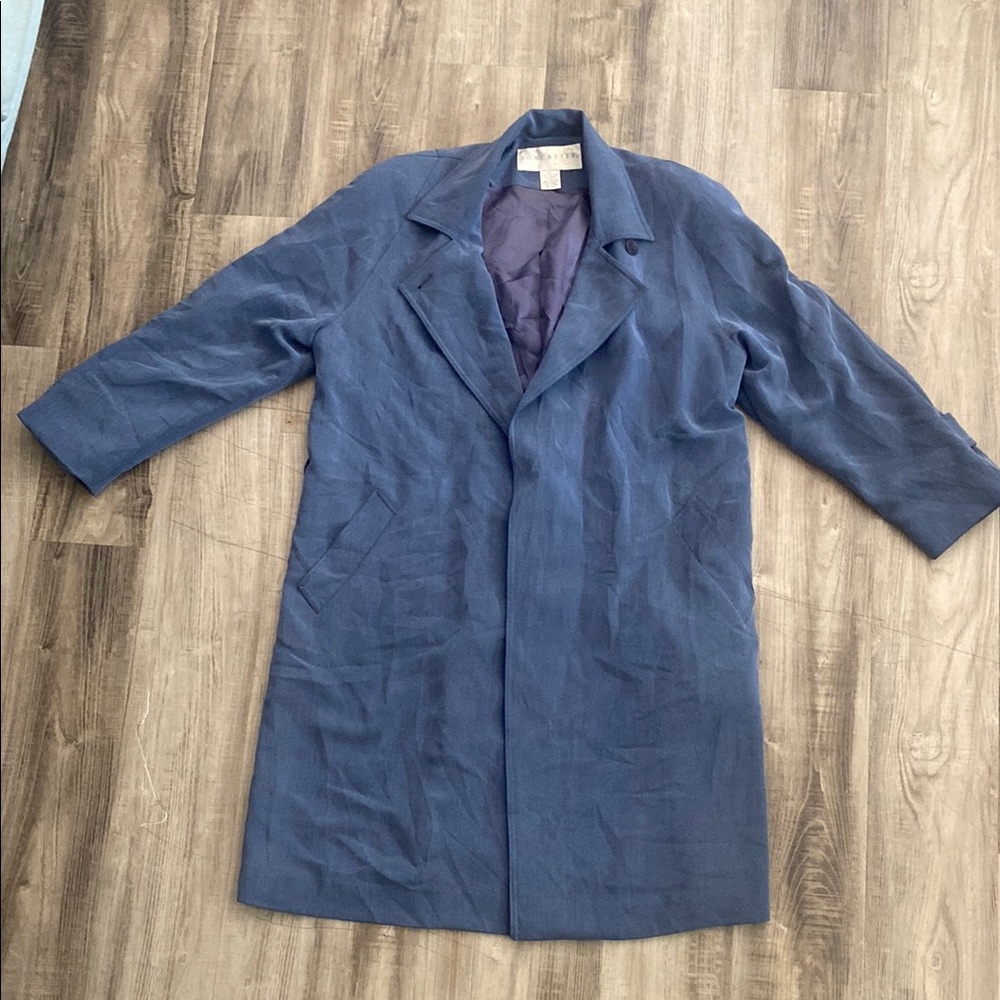 Vintage Contempo Casuals Blue Long Coat | 80s/90s Oversized Trench Duster Jacket